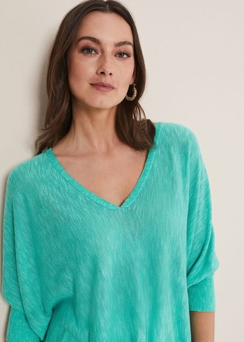 Phase Eight Larisa V Neck Knitwear Light Turquoise Canada | MFCGJL-456